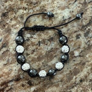 Elegant Black and Silver Beaded Bracelet